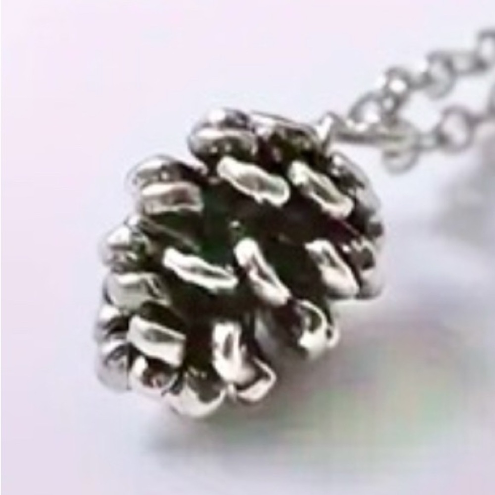 PINE CONE Charm Silver Christmas Pendant Pine Cone NWOB